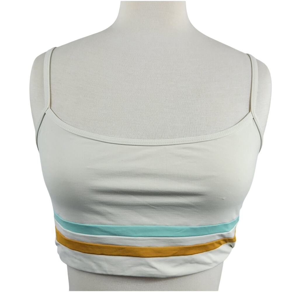 L*Space Wilson Bikini Top Cream Blue Mustard Size Large
